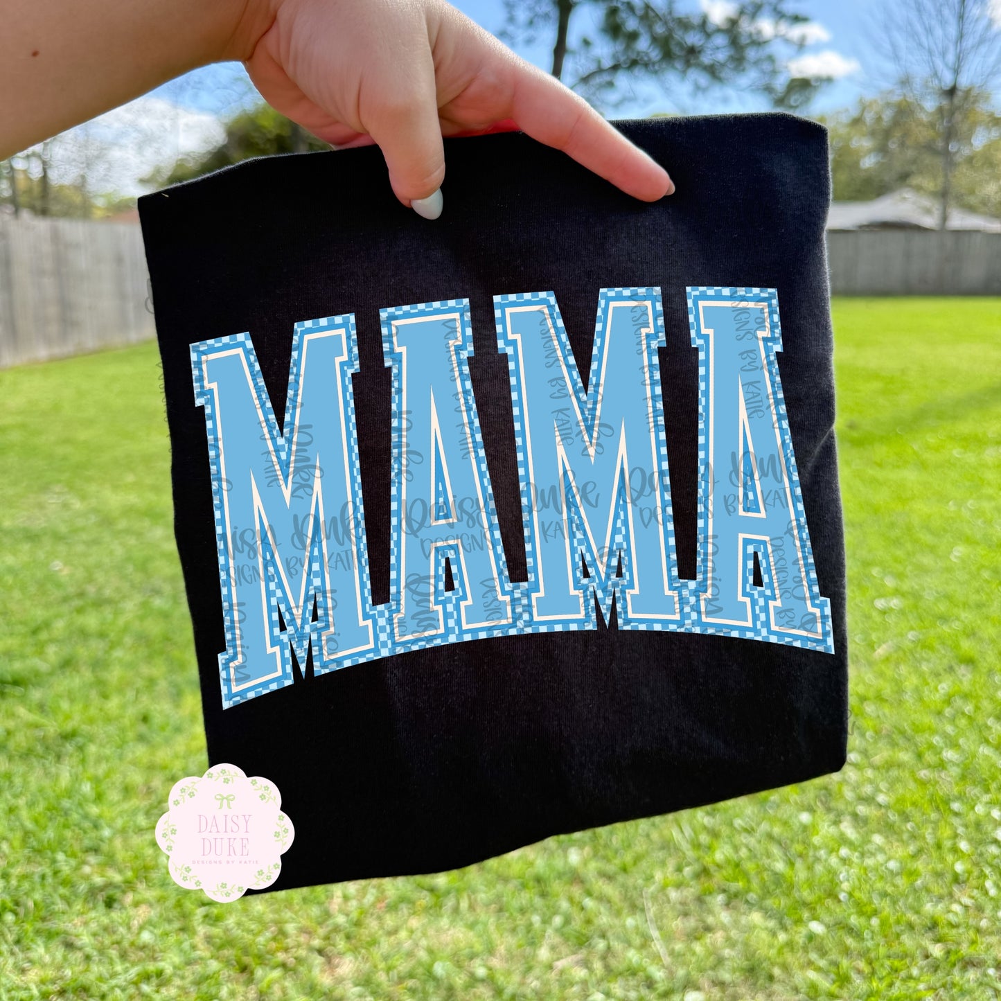 MAMA - varsity check - sky blue